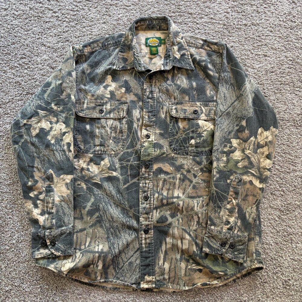 Cabela’s Long Sleeve Button Up Shirt Flannel Mossy Oak Flannel Mens Large - Picture 1 of 7